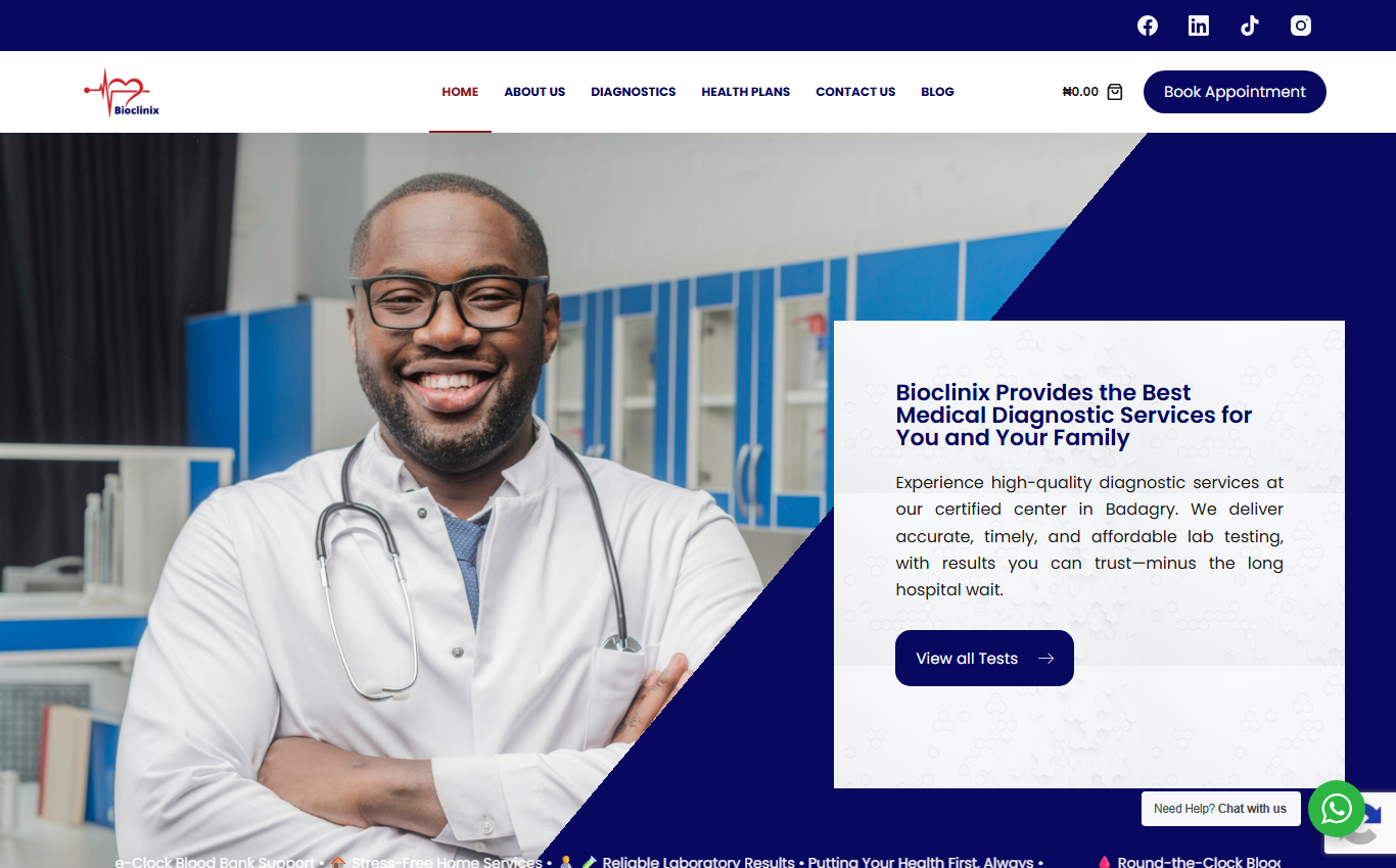 BioClinix Health Store project screenshot