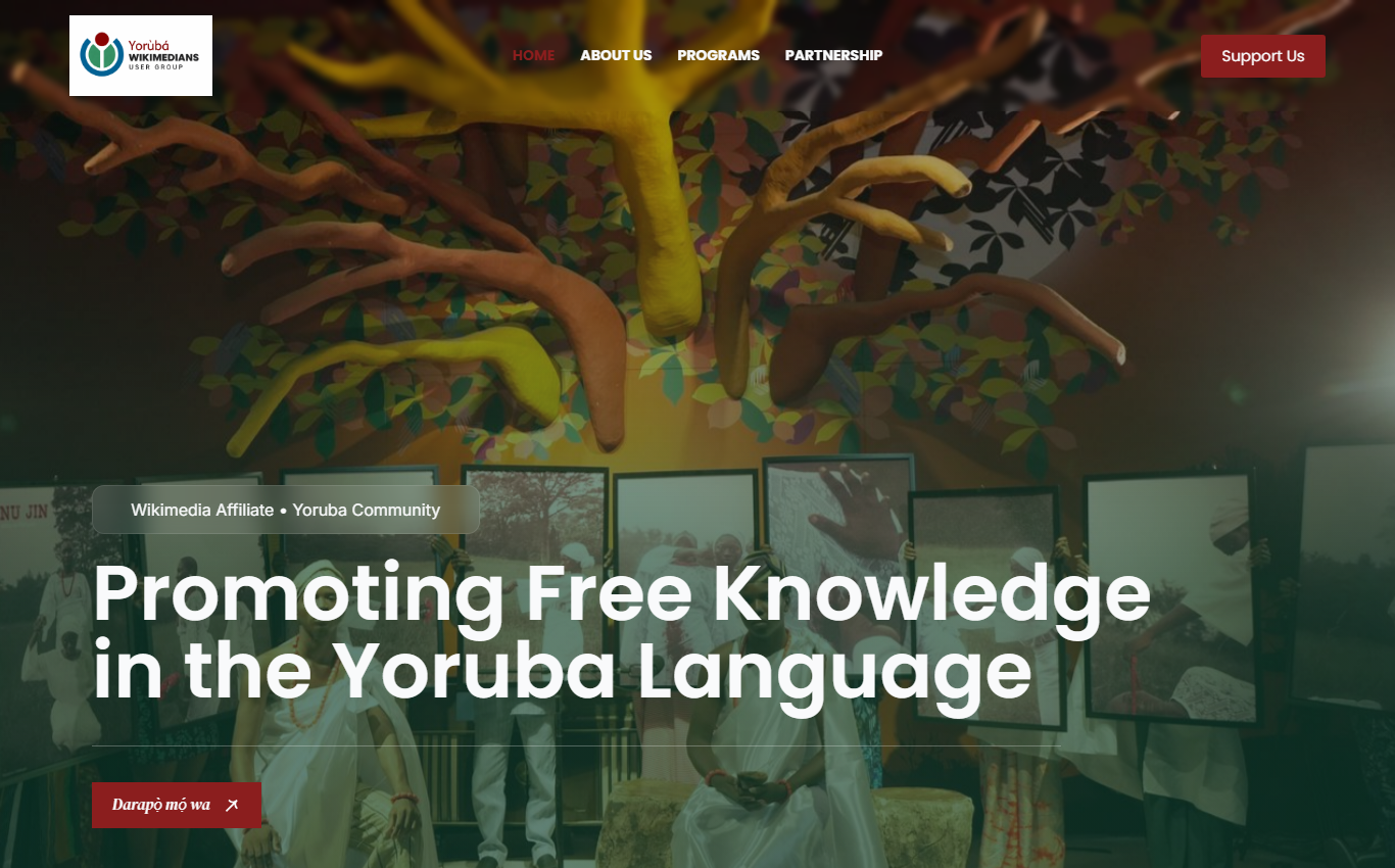 Wikimedia Yoruba project screenshot